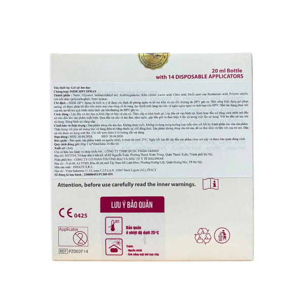 Gel Xịt Iside HPV - Hỗ Trợ Tăng Đào Thải HPV - Hộp gồm 1 bình xịt 20ml và 14 vòi xịt + TẶNG 1 chai nước giặt đồ lót Genbi