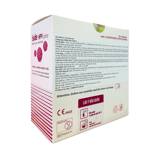 Gel Xịt Iside HPV - Hỗ Trợ Tăng Đào Thải HPV - Hộp gồm 1 bình xịt 20ml và 14 vòi xịt + TẶNG 1 chai nước giặt đồ lót Genbi