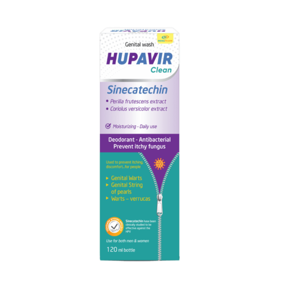 Dung dịch vệ sinh Hupavir Clean hỗ trợ sùi mào gà, gai, hạt ngọc - Chai 120mL
