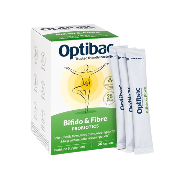 Optibac Bifido & Fibre – Bột men vi sinh & chất xơ FOS hộp 30  gói