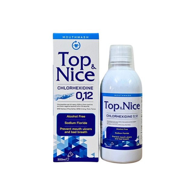 Nước súc miệng TOP & NICE Chlorhexidine 0.12% - Chai 300mL