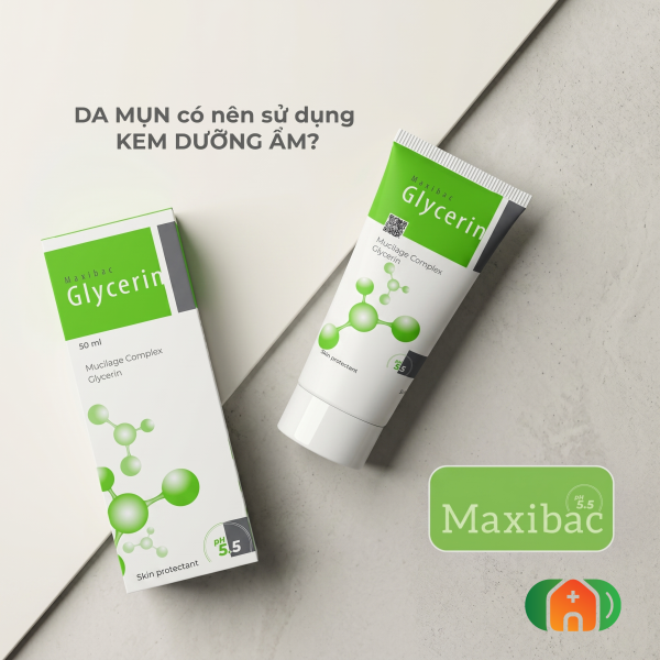 Kem dưỡng ẩm Maxibac Glycerin cho da dầu mụn, nhạy cảm, lọ 50ml