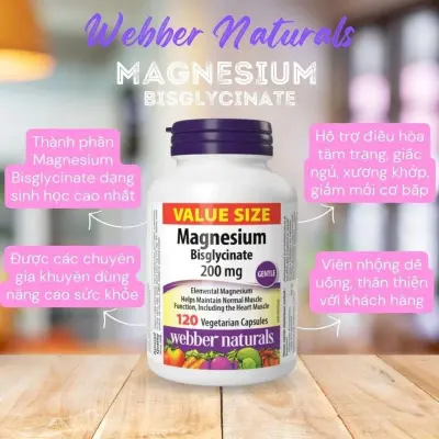 Viên uống Magnesium Bisglycinate Webber Naturals (Magie Webber) - Hỗ trợ cải thiện giấc ngủ, sức khỏe cơ, xương, răng + Tặng 1 nước giặt Genbi Magie-webber-naturals-5