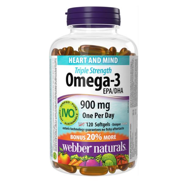 Viên Uống Omega-3 Webber Naturals 900mg Canada – Hỗ trợ tim mạch và trí não, hộp 80 viên