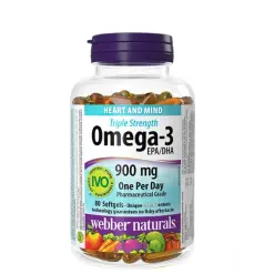 Viên Uống Omega-3 Webber Naturals 900mg Canada – Hỗ trợ tim mạch và trí não, hộp 80 viên