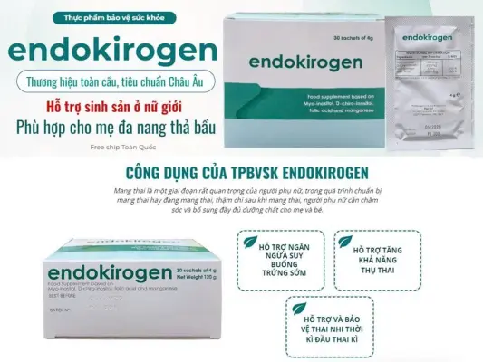 Bổ trứng Endokirogen hỗ trợ sức khỏe sinh sản, tăng khả năng thụ thai cho phụ nữ hiếm muộn, buồng trứng đa nang Bo-trung-Endokirogen